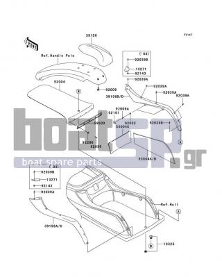 KAWASAKI - 800 SX-R 2005 - Body Parts - Pads - 53004-3878 - MAT,DECK,RH