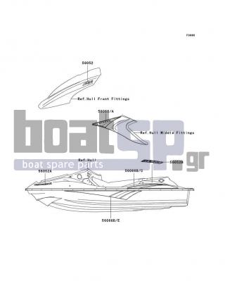 KAWASAKI - STX-12F 2005 - Body Parts - Decals - 56066-3852 - PATTERN,DECK,RH