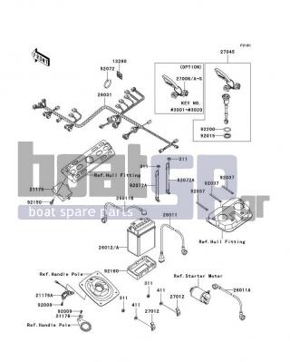 KAWASAKI - ULTRA 150 2005 - Electrical - Electrical Equipment - 26011-3893 - WIRE-LEAD,RELAY-STARTER