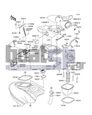 KAWASAKI - ULTRA 150 2005 - Frame - Hull Front Fittings - 13271-3775 - PLATE,FIRE EXTINGUISHER