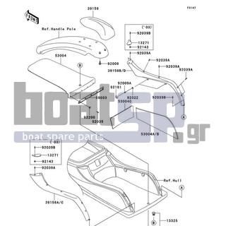 KAWASAKI - 800 SX-R 2003 - Body Parts - Pads - 39156-3837-MA - PAD,DECK FIN,LH,BLACK