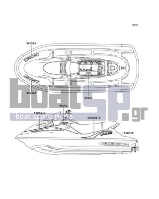 KAWASAKI - ULTRA 150 2003 - Body Parts - Decals(B1) - 56066-3709 - PATTERN,DECK,RR,LH