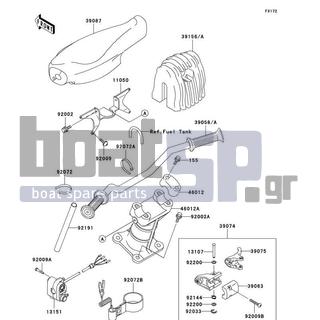 KAWASAKI - 1100 STX D.I. 2002 - Body Parts - Handlebar - 11050-3766 - BRACKET,HANDLE PAD