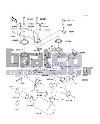 KAWASAKI - 1100 STX D.I. 2002 - Exhaust - Muffler(s) - 92170-3760 - CLAMP