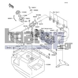 KAWASAKI - 1100 ZXI 2002 - Body Parts - Fuel Tank - 92191-3708 - TUBE,