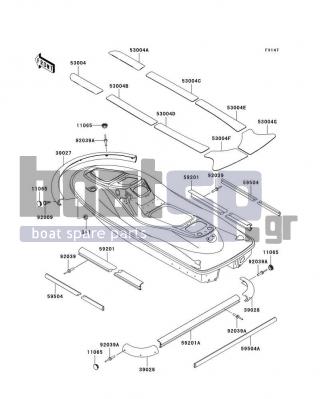 KAWASAKI - 1200 STX-R 2002 - Body Parts - Pads - 53004-3854 - MAT,DECK,MIDDLE,LH