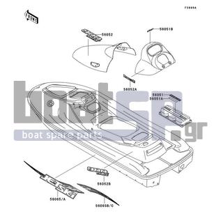 KAWASAKI - 900 STS 2002 - Body Parts - Decals(JT900-B4) - 56065-3763 - PATTERN,HULL,RH