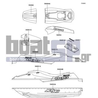 KAWASAKI - 1100 ZXI 2001 - Body Parts - Decals(JH1100-A6) - 56064-3708 - PATTERN,DECK,RH
