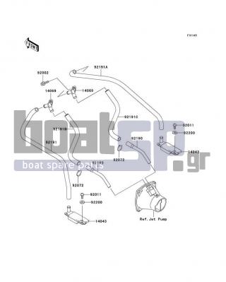 KAWASAKI - 900 STX 2001 - Body Parts - Bilge System - 92190-3971 - TUBE,HULL-NOZZLE