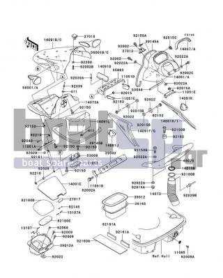 KAWASAKI - 900 STX 2001 - Frame - Hull Fittings - 92002-3726 - BOLT,6X30