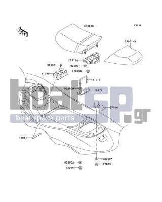 KAWASAKI - 900 STX 2001 - Body Parts - Seat - 92150-3729 - BOLT,6X18