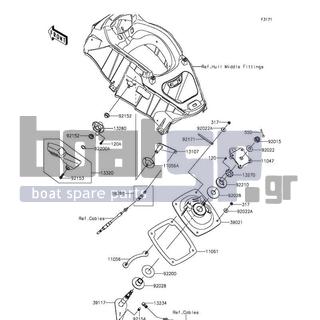 KAWASAKI - JET SKIΒ® ULTRAΒ® 310R 2014 - Body Parts - Handle Pole - 13320-0027 - LEVER-ASSY,REVERSE