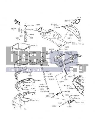 KAWASAKI - JET SKIΒ® ULTRAΒ® 310R 2014 - Frame - Hull Front Fittings - 156R0516 - BOLT-WP,5X16