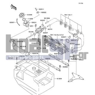 KAWASAKI - 1100 ZXI 2000 - Body Parts - Fuel Tank(JH1100-A2-A5) - 92191-3708 - TUBE,