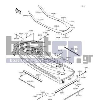 KAWASAKI - JET SKIΒ® ULTRAΒ® 310X 2014 - Body Parts - Pads - 92039-3773 - RIVET