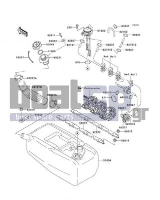 KAWASAKI - 900 STX 1999 - Body Parts - Fuel Tank - 32152-3705 - PIPE