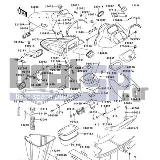 KAWASAKI - 900 STX 1999 - Frame - Hull Fittings - 92160-3897 - DAMPER,HANDLE COVER