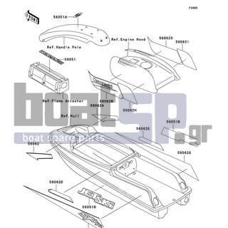 KAWASAKI - SXI PRO 1998 - Body Parts - Decals(JS750-C1) - 56062-3707 - PATTERN,DECK,CNT,LH