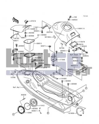 KAWASAKI - XI SPORT 1998 - Πλαίσιο - Hull Fittings - 11047-3779 - BRACKET,ROD HOLDER