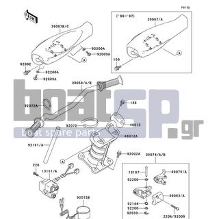 KAWASAKI - 1100 ZXI 1997 - Body Parts - Handlebar - 39058-3711-6L - HANDLE-COMP,F.RED