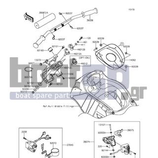 KAWASAKI - ULTRA 310R 2014 - Body Parts - Handlebar - 39058-0021-6Z - HANDLE-COMP,F.BLACK