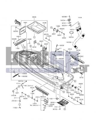 KAWASAKI - ULTRA 310R 2014 - Frame - Hull - 11060-3800 - GASKET,U HOOK,RR