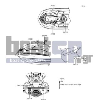 KAWASAKI - ULTRA 310R 2014 - Frame - Labels - 56071-0402 - LABEL-WARNING,GRAB,HANDLE,STEP