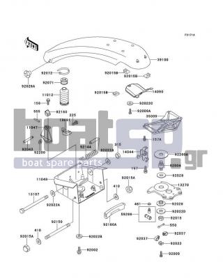 KAWASAKI - 750 SXI (CANADA ONLY) 1997 - Body Parts - Handle Pole(JS750-B2/B3) - 92015-3830 - NUT,CLIP,5MM