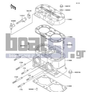 KAWASAKI - SS 1997 - Engine/Transmission - Cylinder Head/Cylinder - 92170-3729 - CLAMP