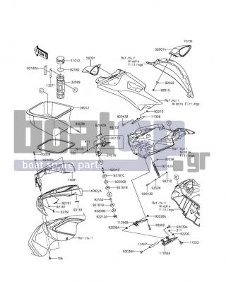 KAWASAKI - ULTRA 310X 2014 - Frame - Hull Front Fittings - 92161-1580 - DAMPER,HATCH