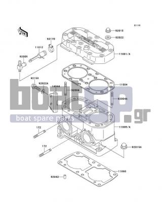 KAWASAKI - 750 SXI 1996 - Engine/Transmission - Cylinder Head/Cylinder