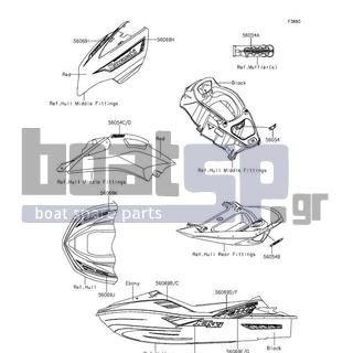 KAWASAKI - ULTRA 310X SE 2014 - Body Parts - Decals(PEF) - 56069-4282 - PATTERN,HATCH COVER,RH