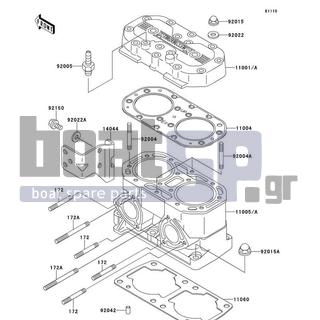 KAWASAKI - 750 ZXI 1996 - Engine/Transmission - Cylinder Head/Cylinder - 172R0830 - BOLT-STUD