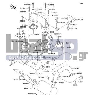 KAWASAKI - 750 ZXI 1996 - Exhaust - Muffler(s) - 92190-3938 - TUBE,MUFFLER-TAILPIPE