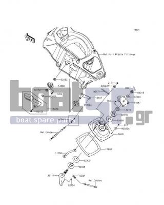 KAWASAKI - ULTRA 310X SE 2014 - Body Parts - Handle Pole - 13320-0027 - LEVER-ASSY,REVERSE