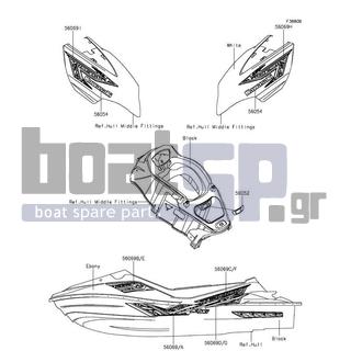 KAWASAKI - ULTRA LX 2014 - Body Parts - Decals(Ebony)(KEF) - 56069-4071 - PATTERN,DECK,FR,RH