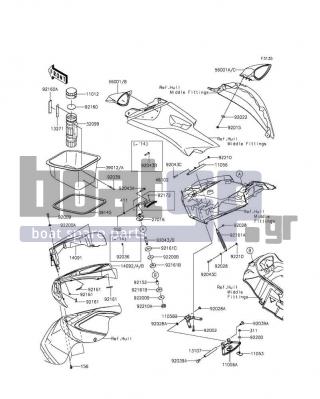 KAWASAKI - ULTRA LX 2014 - Frame - Hull Front Fittings - 92043-3748 - PIN,6X33