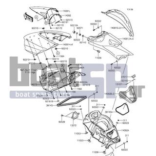 KAWASAKI - ULTRA LX 2014 - Frame - Hull Middle Fittings - 11053-3776 - BRACKET