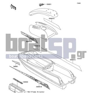 KAWASAKI - 750 SXI 1995 - Body Parts - Decals(JS750-B1) - 56061-3719 - PATTERN,DECK,FR,LH