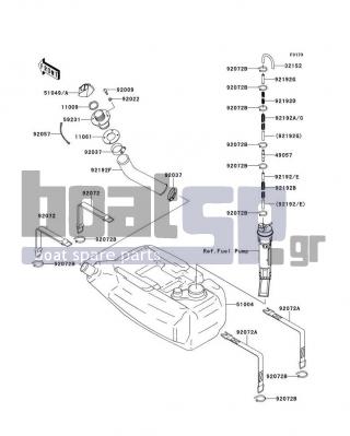 KAWASAKI - STX-15F 2013 - Body Parts - Fuel Tank(ABF-AEF) - 32152-3705 - PIPE