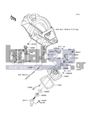 KAWASAKI - ULTRA 300LX 2013 - Body Parts - Handle Pole - 92022-3738 - WASHER,15X34X2.0