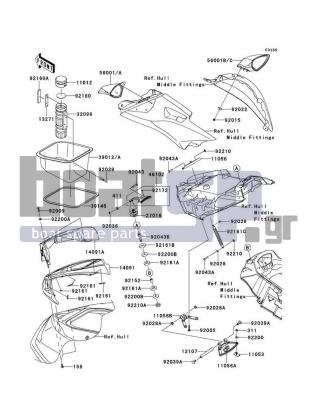 KAWASAKI - ULTRA 300LX 2013 - Frame - Hull Front Fittings - 13271-3775 - PLATE,FIRE EXTINGUISHER