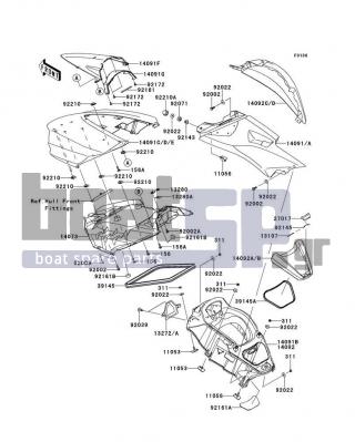 KAWASAKI - ULTRA 300LX 2013 - Frame - Hull Middle Fittings - 14073-3837 - DUCT,HATCH,INNER