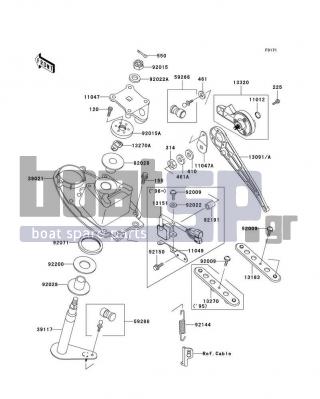 KAWASAKI - STS 1995 - Body Parts - Handle Pole - 13320-3708 - LEVER-ASSY,REVERSE