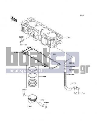 KAWASAKI - ULTRA 300X 2013 - Engine/Transmission - Cylinder/Piston(s) - 52014-3717 - ELBOW